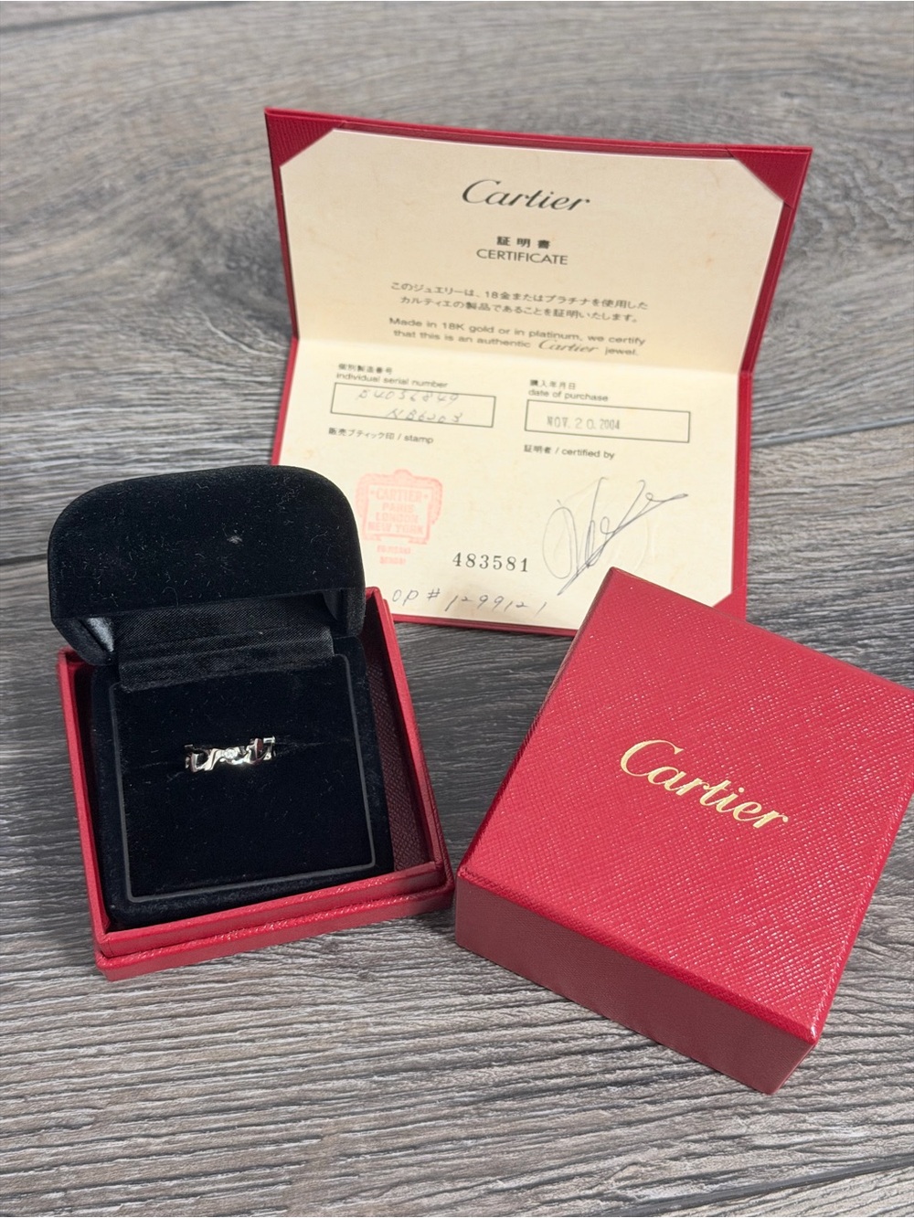 Cartier Signature Script 18K White Gold Diamond Ring